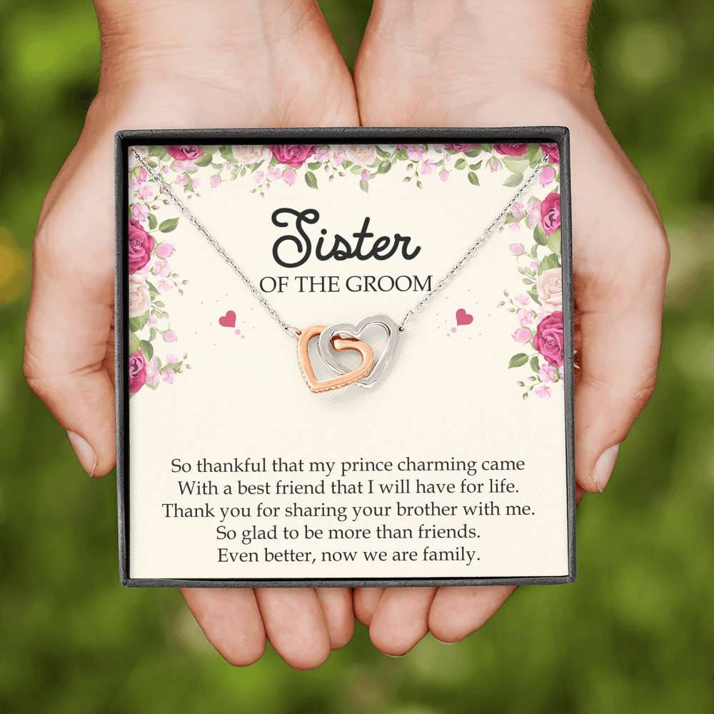Sister Of The Groom Gifts, So Glad To Be More Than Friends, Interlocking Heart Necklace For Women, Wedding Day Thank You Ideas From Bride