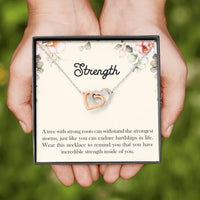Load image into Gallery viewer, Encouragement Gifts, Strength, Motivational Interlocking Heart Necklace For Women, Sympathy Inspiration Friendship Present
