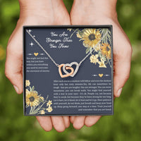 Load image into Gallery viewer, Encouragement Gifts, You Are Stronger, Motivational Interlocking Heart Necklace For Women, Sympathy Inspiration Friendship Present
