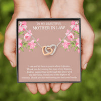 Load image into Gallery viewer, To My Mother-in-Law Gifts, I Can See His Face In Yours, Interlocking Heart Necklace For Women, Birthday Mothers Day Present From Daughter-in-law
