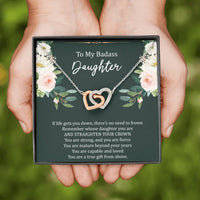 Load image into Gallery viewer, To My Badass Daughter Gifts, If Life Gets You Down, Interlocking Heart Necklace For Women, Birthday Present Idea From Mom
