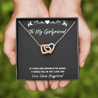 Load image into Gallery viewer, To My Girlfriend, It Would Still Be You, Interlocking Heart Necklace For Women, Anniversary Birthday Valentines Day Gifts From Boyfriend
