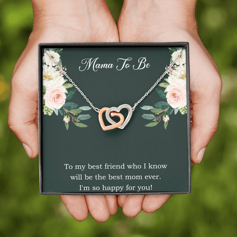 Gift for Expecting Mom, To My Best Friend, Mom to Be Interlocking Heart Necklace For Women, Pregnancy Gift For New Mother