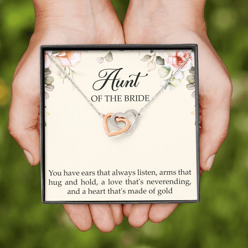 Aunt of the Bride Gifts, You Have Ears That Always Listen, Interlocking Heart Necklace For Women, Wedding Day Thank You Ideas From Bride