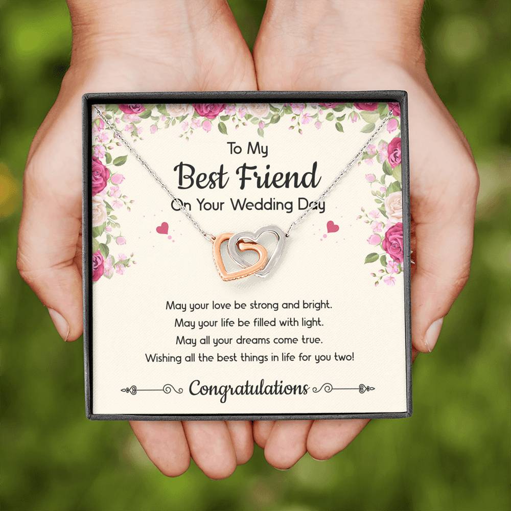 Bride Gifts, May Your Love Be Strong And Bright, Interlocking Heart Necklace For Women, Wedding Day Thank You Ideas From Best Friend