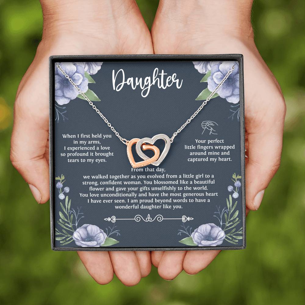 To My Daughter Gifts, When I First Held You In My Arms, Interlocking Heart Necklace For Women, Birthday Present Ideas From Mom Dad