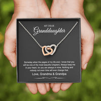 Load image into Gallery viewer, To My Granddaughter Gifts From Grandma Grandpa, Someday When The Pages Of My Life End, Interlocking Hearts Necklace For Women, Birthday Present Idea From Grandmother Grandfather
