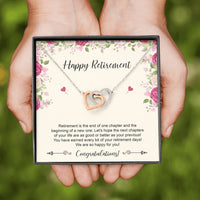 Load image into Gallery viewer, Retirement Gifts, Happy For You, Happy Retirement Interlocking Heart Necklace For Women, Retirement Party Favor From Friends Coworkers
