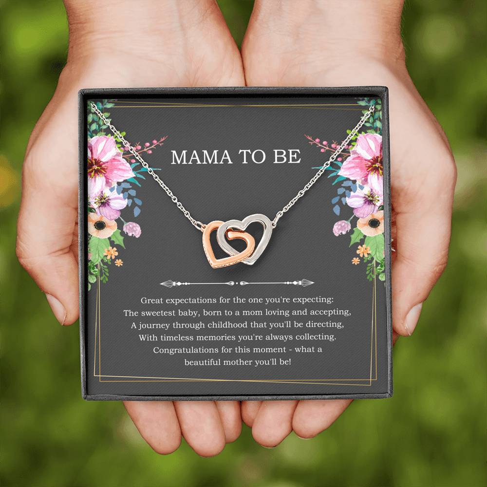 Gift for Expecting Mom, Congratulations For This Moment, Mom to Be Interlocking Heart Necklace For Women, Pregnancy Gift For New Mother