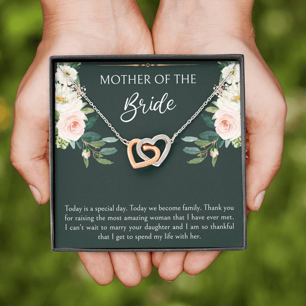 Mom of the Bride Gifts, Today We Become Family, Interlocking Heart Necklace For Women, Wedding Day Thank You Ideas From Groom