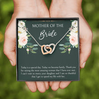 Load image into Gallery viewer, Mom of the Bride Gifts, Today We Become Family, Interlocking Heart Necklace For Women, Wedding Day Thank You Ideas From Groom
