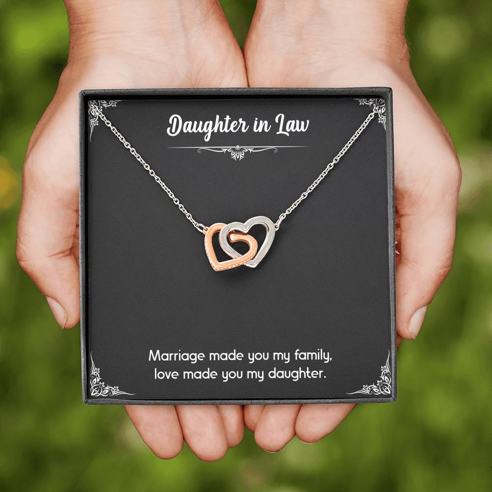 To My Daughter-in-law Gifts, Love Made You My Daughter, Interlocking Heart Necklace For Women, Birthday Present Idea From Mother-in-law