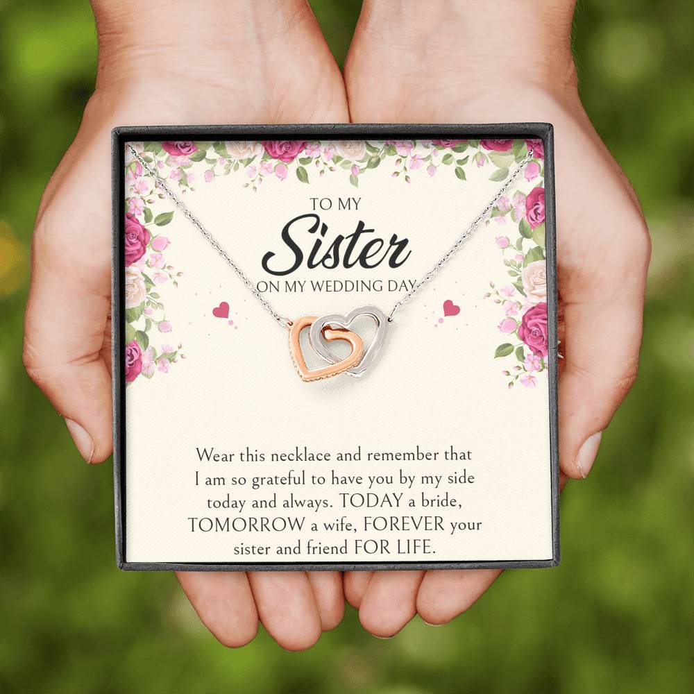 Sister of the Bride Gifts, I Am So Grateful To Have You, Interlocking Heart Necklace For Women, Wedding Day Thank You Ideas From Bride