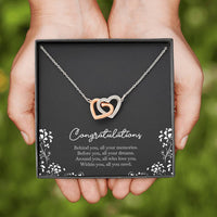 Load image into Gallery viewer, Retirement Gifts, Behind You, Happy Retirement Interlocking Heart Necklace For Women, Retirement Party Favor From Friends Coworkers
