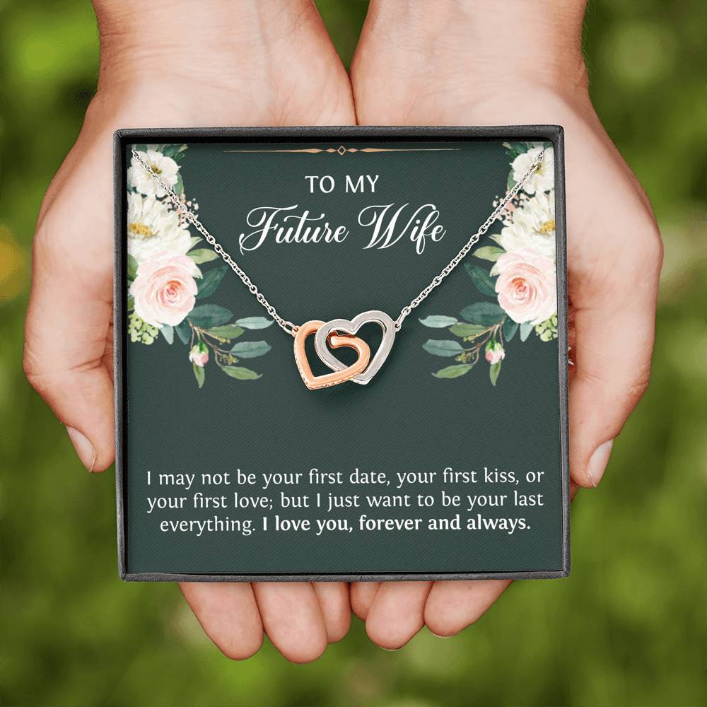 Groom Gift to Bride on Wedding Day, To My Future Wife, Interlocking Heart Necklace For Women, Bride and Groom Gift Exchange