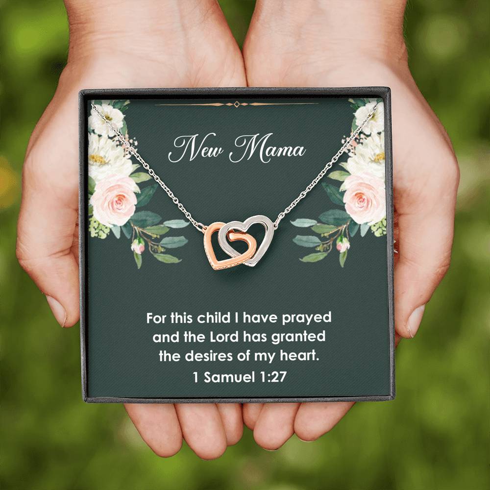 Necklace - For This Child I Have Prayed - Interlocking Hearts | Perfect Gift for Expecting Moms