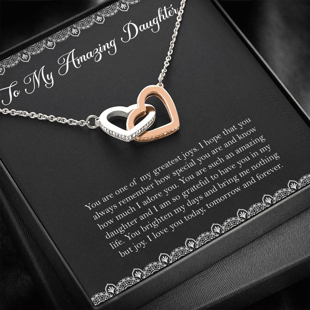 To My Daughter Gifts, You Are One Of My Greatest Joys, Interlocking Heart Necklace For Women, Birthday Present Ideas From Mom Dad