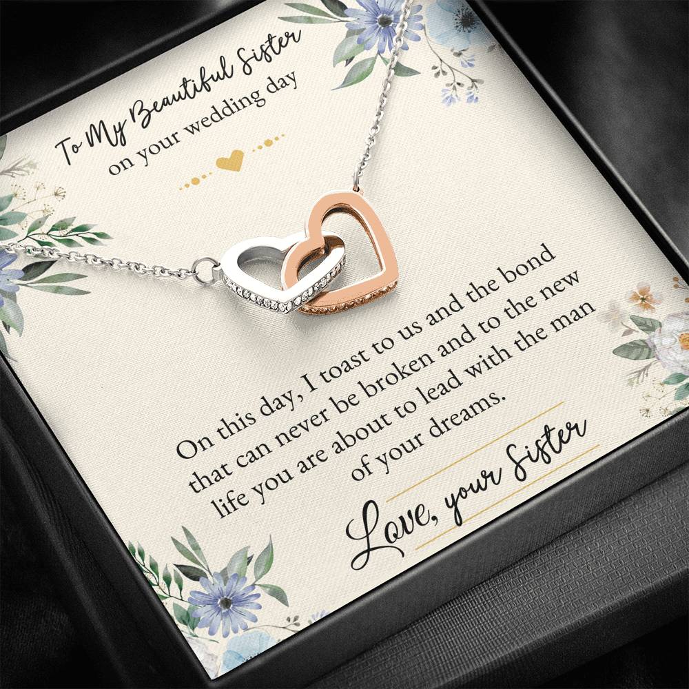 Bride Gifts, On This Day, Interlocking Heart Necklace For Women, Wedding Day Thank You Ideas From Sister