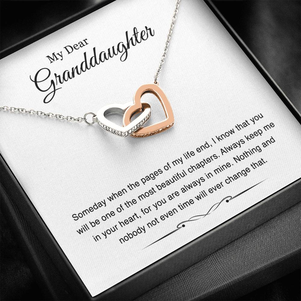 To My Granddaughter Gifts, Someday When The Pages Of My Life End, Interlocking Heart Necklace For Women, Birthday Present Idea From Grandma Grandpa