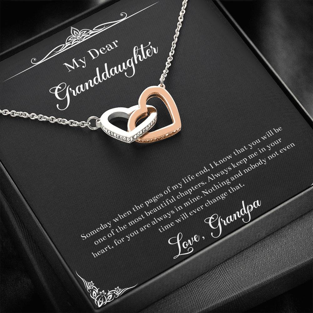 To My Granddaughter Gifts, One Of The Most Beautiful Chapters, Interlocking Heart Necklace For Women, Birthday Present Idea From Grandpa