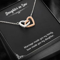 Load image into Gallery viewer, To My Daughter-in-law Gifts, Love Made You My Daughter, Interlocking Heart Necklace For Women, Birthday Present Idea From Mother-in-law
