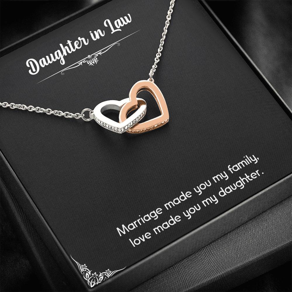 To My Daughter-in-law Gifts, Love Made You My Daughter, Interlocking Heart Necklace For Women, Birthday Present Idea From Mother-in-law