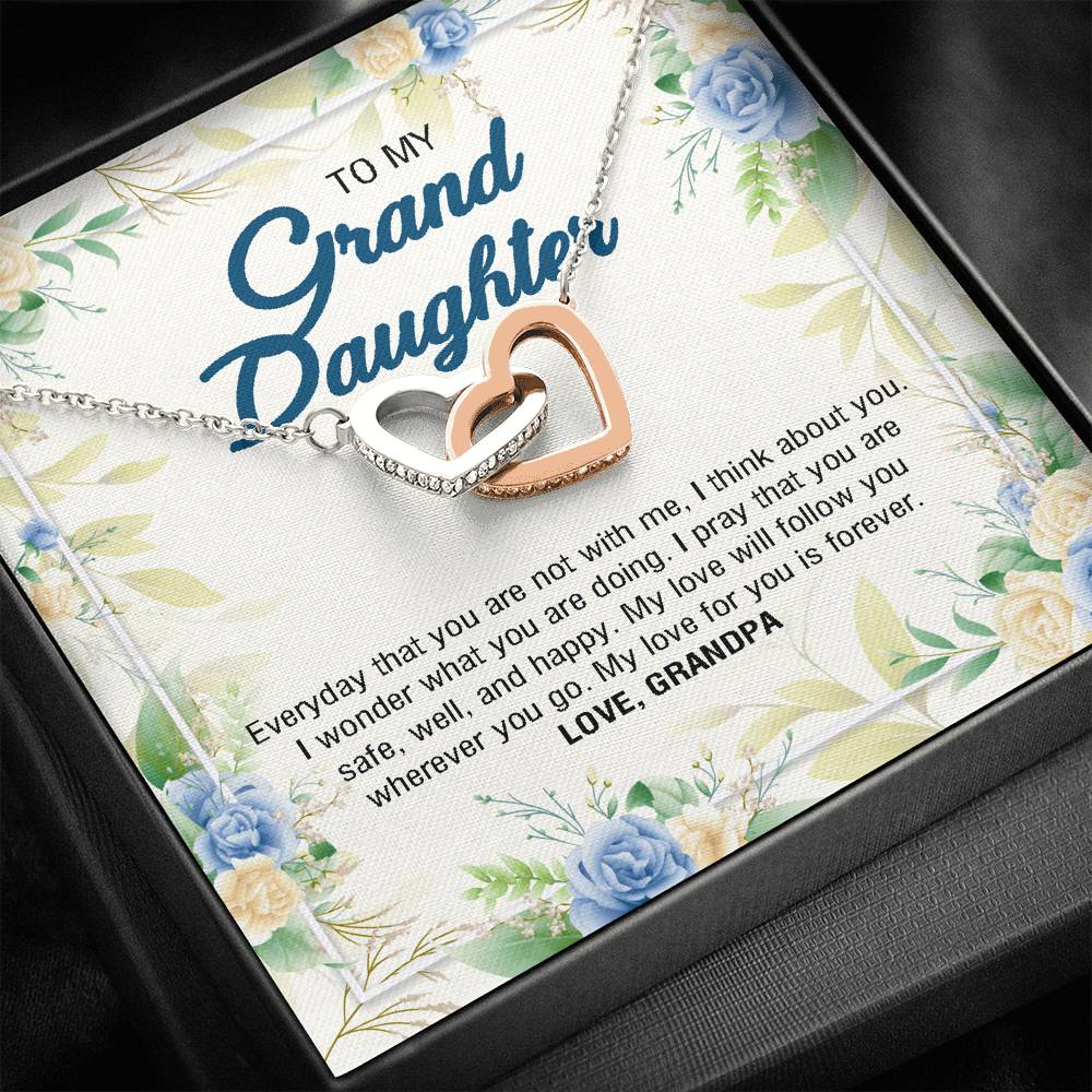 To My Granddaughter Gifts, My Love For You is Forever, Interlocking Heart Necklace For Women, Present From Grandpa