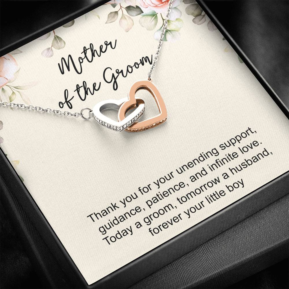Mom Of The Groom Gifts, Thank You For Your Unending Support, Interlocking Heart Necklace For Women, Wedding Day Thank You Ideas From Groom