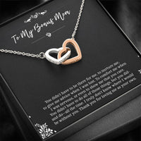 Load image into Gallery viewer, To My Bonus Mom Gifts, Thank You For Loving Me, Interlocking Heart Necklace For Women, Birthday Mothers Day Present From Bonus Daughter
