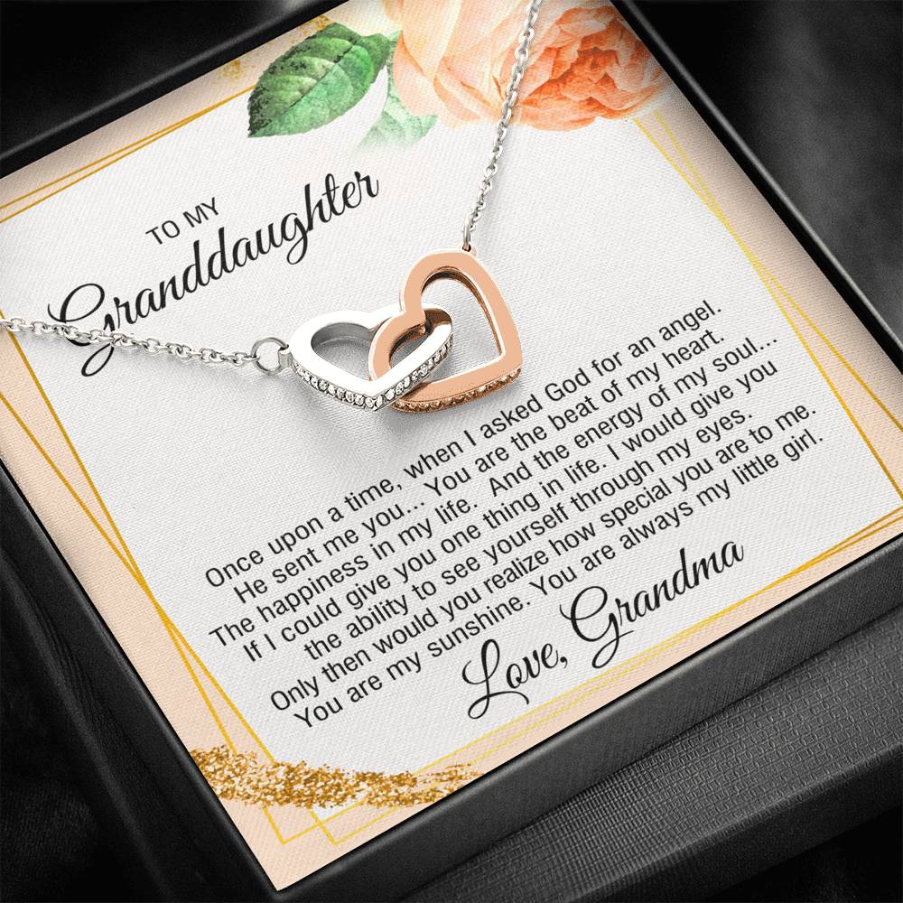 To My Granddaughter Gifts, You are always my little girl, Interlocking Heart Necklace For Women, Present From Grandmother