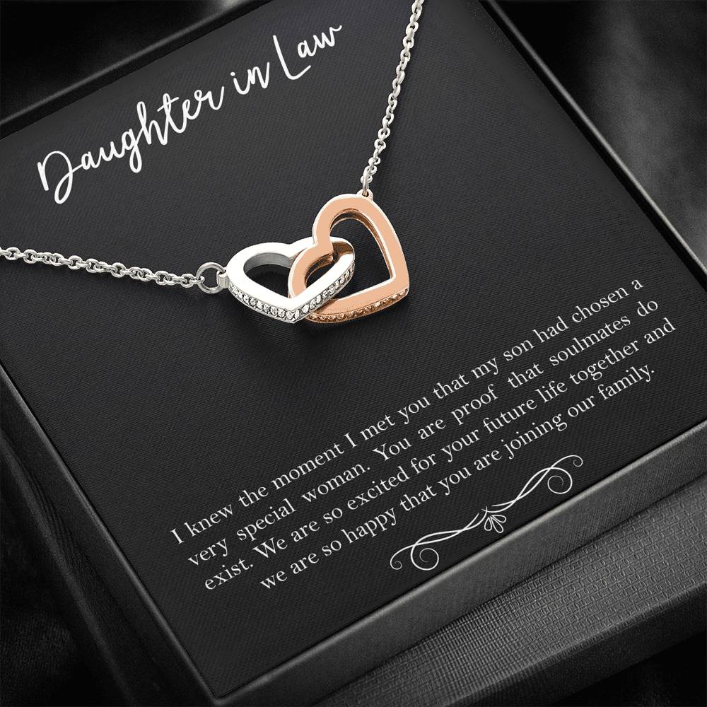 To My Daughter-in-law Gifts, I Knew The Moment I Met You, Interlocking Heart Necklace For Women, Birthday Present Idea From Mother-in-law