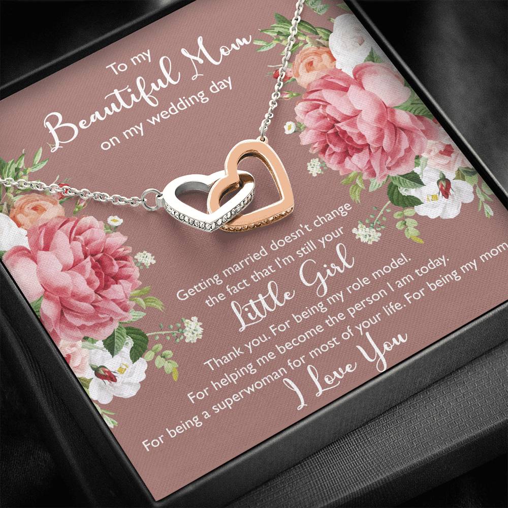 To My Mom Gifts, Thank You, Interlocking Heart Necklace For Women, Wedding Day Thank You Ideas From Daughter