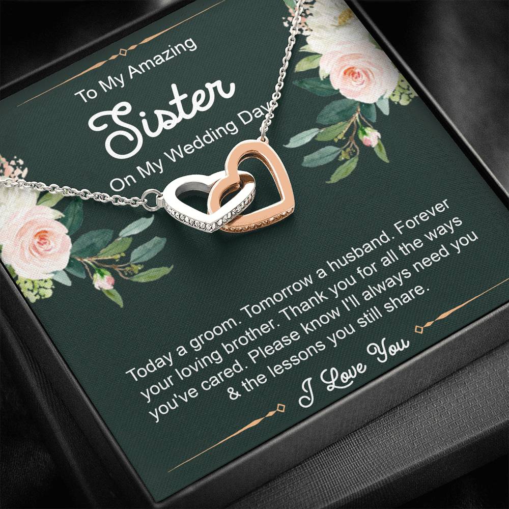 Sister Of The Groom Gifts, Forever Your Loving Brother, Interlocking Heart Necklace For Women, Wedding Day Thank You Ideas From Groom