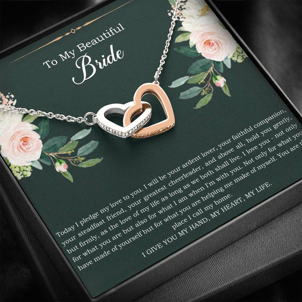 To My Bride Gifts, Today I Pledge My Love To You, Interlocking Heart Necklace For Women, Wedding Day Thank You Ideas From Groom