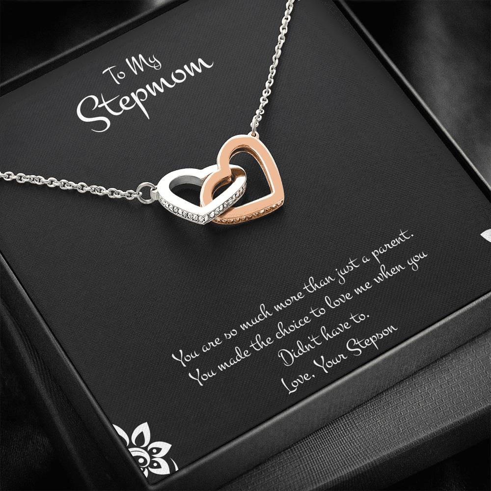 To My Stepmom Gifts, You Are More Than Just A Parent, Interlocking Heart Necklace For Women, Birthday Mothers Day Present From Stepson