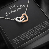 Load image into Gallery viewer, To My Badass Sister Gifts, When It&#39;s Too Hard To Look Back, Interlocking Heart Necklace For Women, Birthday Present Ideas From Sister Brother
