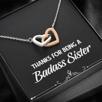 Load image into Gallery viewer, To My Badass Sister Gifts, Thanks For Being A Badass Sister, Interlocking Heart Necklace For Women, Birthday Present Idea From Sister
