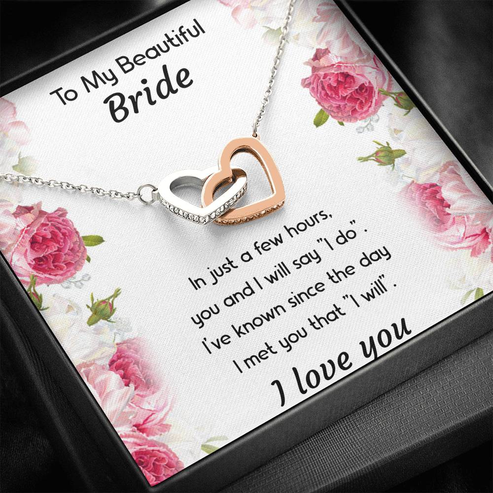 To My Bride Gifts, You And I Will Say I Do, Interlocking Heart Necklace For Women, Wedding Day Thank You Ideas From Groom