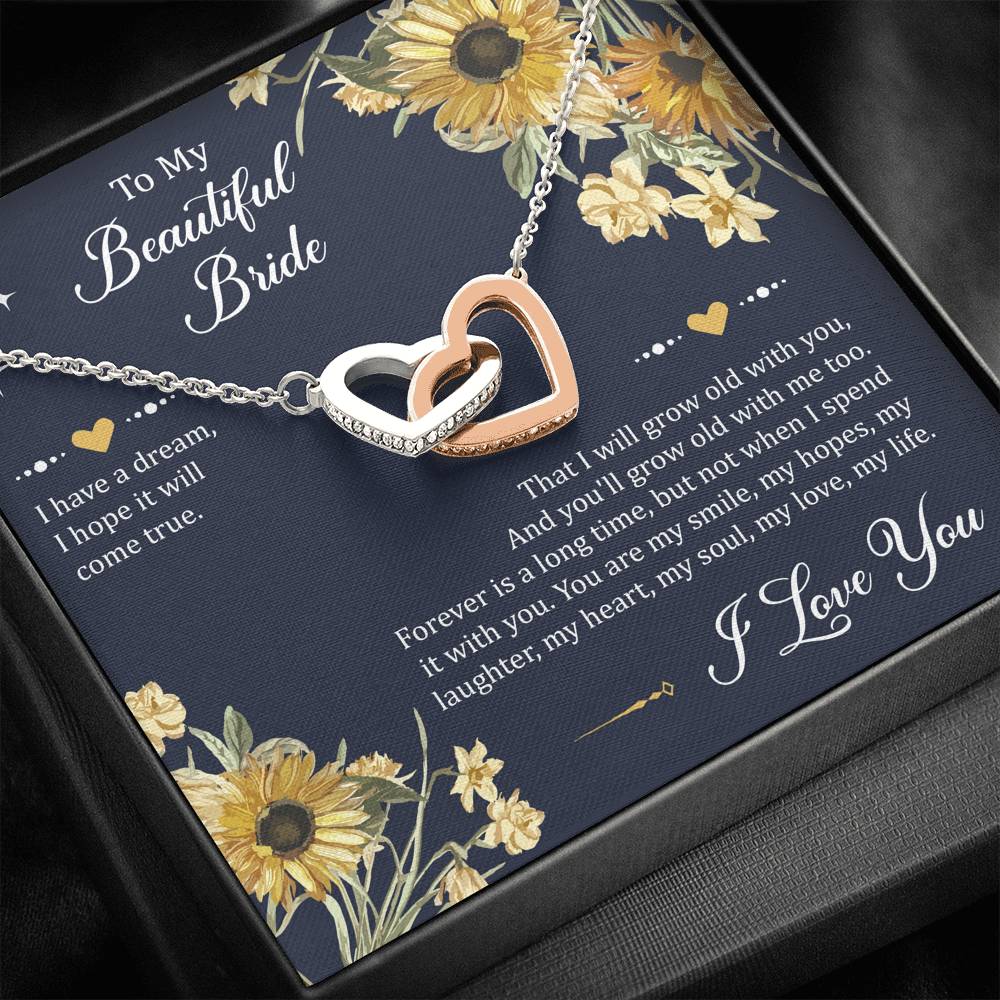 To My Bride Gifts, I Have A Dream, Interlocking Heart Necklace For Women, Wedding Day Thank You Ideas From Groom