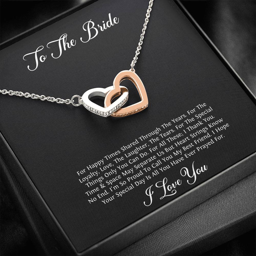 To My Bride Gifts, I Thank You, Interlocking Heart Necklace For Women, Wedding Day Thank You Ideas From Best Friend