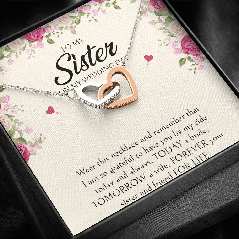Sister of the Bride Gifts, I Am So Grateful To Have You, Interlocking Heart Necklace For Women, Wedding Day Thank You Ideas From Bride
