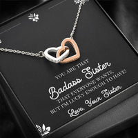 Load image into Gallery viewer, To My Badass Sister Gifts, Lucky To  Have You, Interlocking Heart Necklace For Women, Birthday Present Idea From Sister
