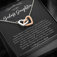 Load image into Gallery viewer, To My Badass Daughter Gifts, Never Forget How Much I Love You, Interlocking Heart Necklace For Women, Birthday Present Idea From Mom
