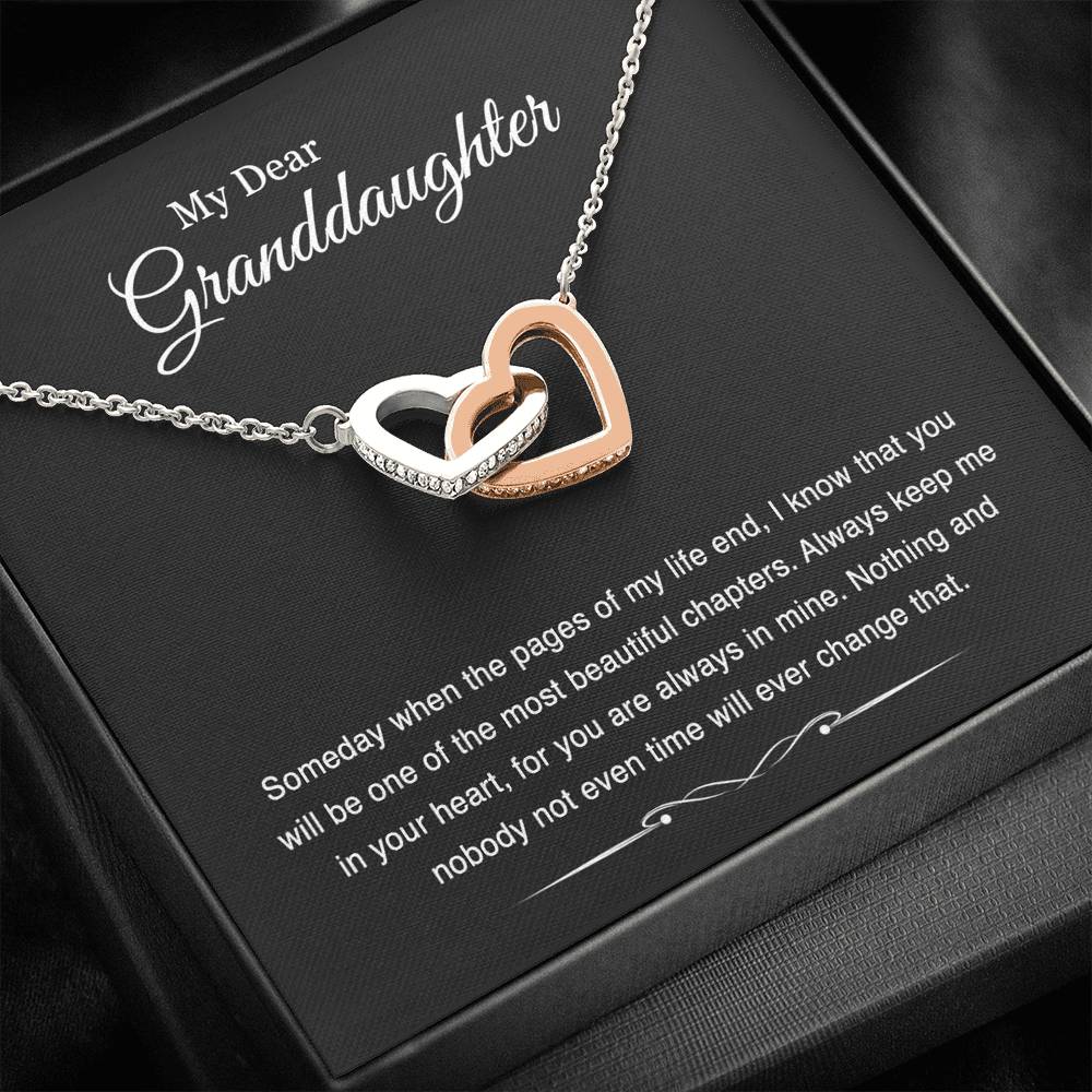 To My Granddaughter Gifts, Someday When The Pages Of My Life End, Interlocking Heart Necklace For Women, Birthday Present Idea From Grandma Grandpa