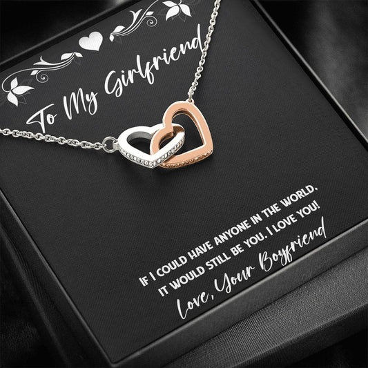 To My Girlfriend, It Would Still Be You, Interlocking Heart Necklace For Women, Anniversary Birthday Valentines Day Gifts From Boyfriend