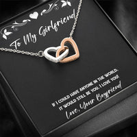 Load image into Gallery viewer, To My Girlfriend, It Would Still Be You, Interlocking Heart Necklace For Women, Anniversary Birthday Valentines Day Gifts From Boyfriend
