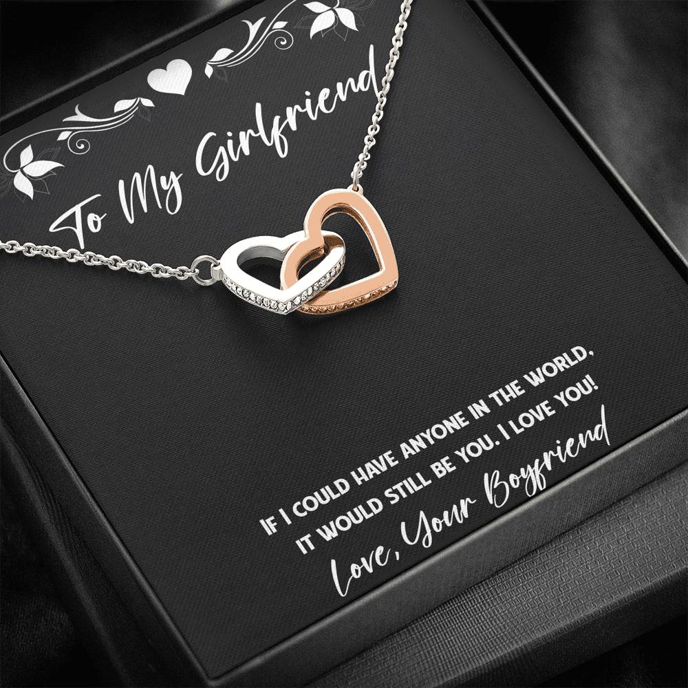 To My Girlfriend, It Would Still Be You, Interlocking Heart Necklace For Women, Anniversary Birthday Valentines Day Gifts From Boyfriend