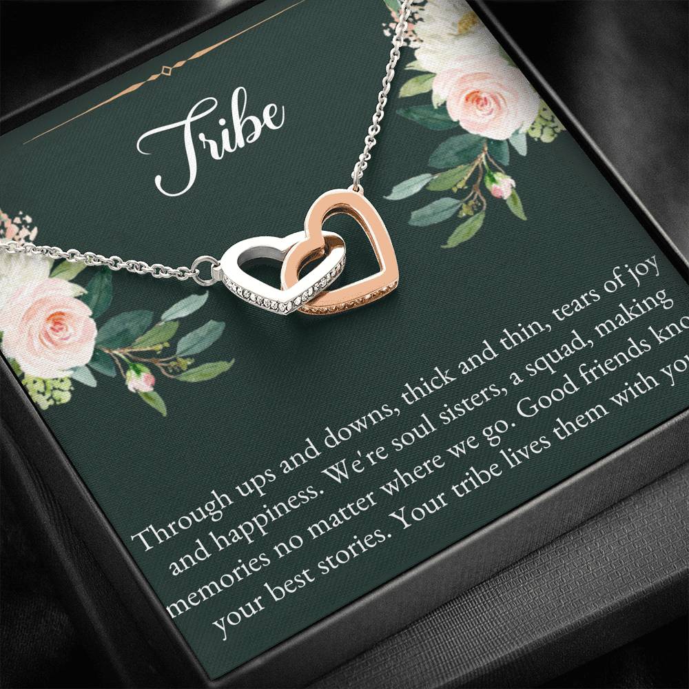 To My Best Friend Gifts, Tribe, Interlocking Heart Necklace For Women, Birthday Present Idea From Bestie