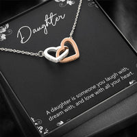 Load image into Gallery viewer, To My Daughter Gifts, A Daughter Is Someone You Laugh With, Interlocking Heart Necklace For Women, Birthday Present Idea From Mom
