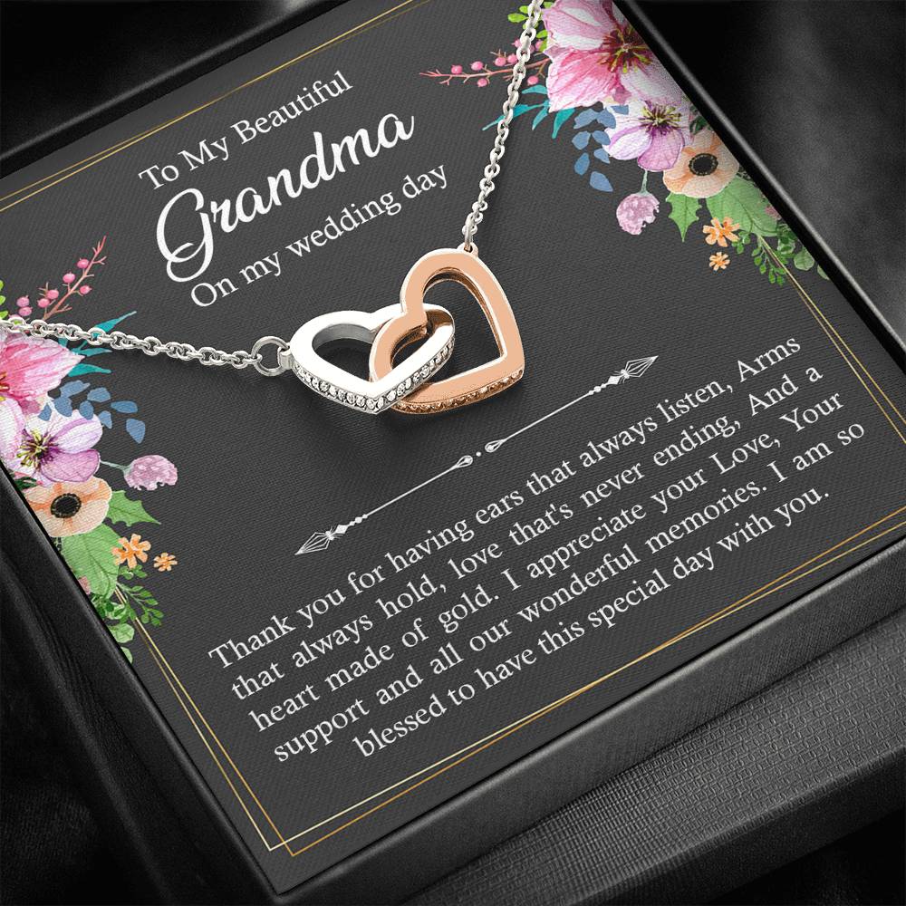 Grandmother of the Bride Gifts, I Am So Blessed, Interlocking Heart Necklace For Women, Wedding Day Thank You Ideas From Bride